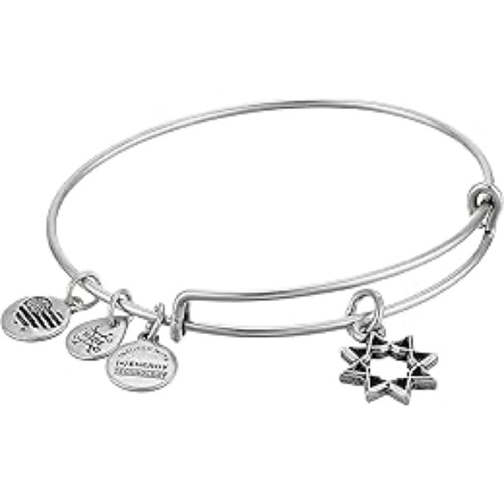 Alex and Ani Womens 8-Point Star Bangle Rafaelian Silver